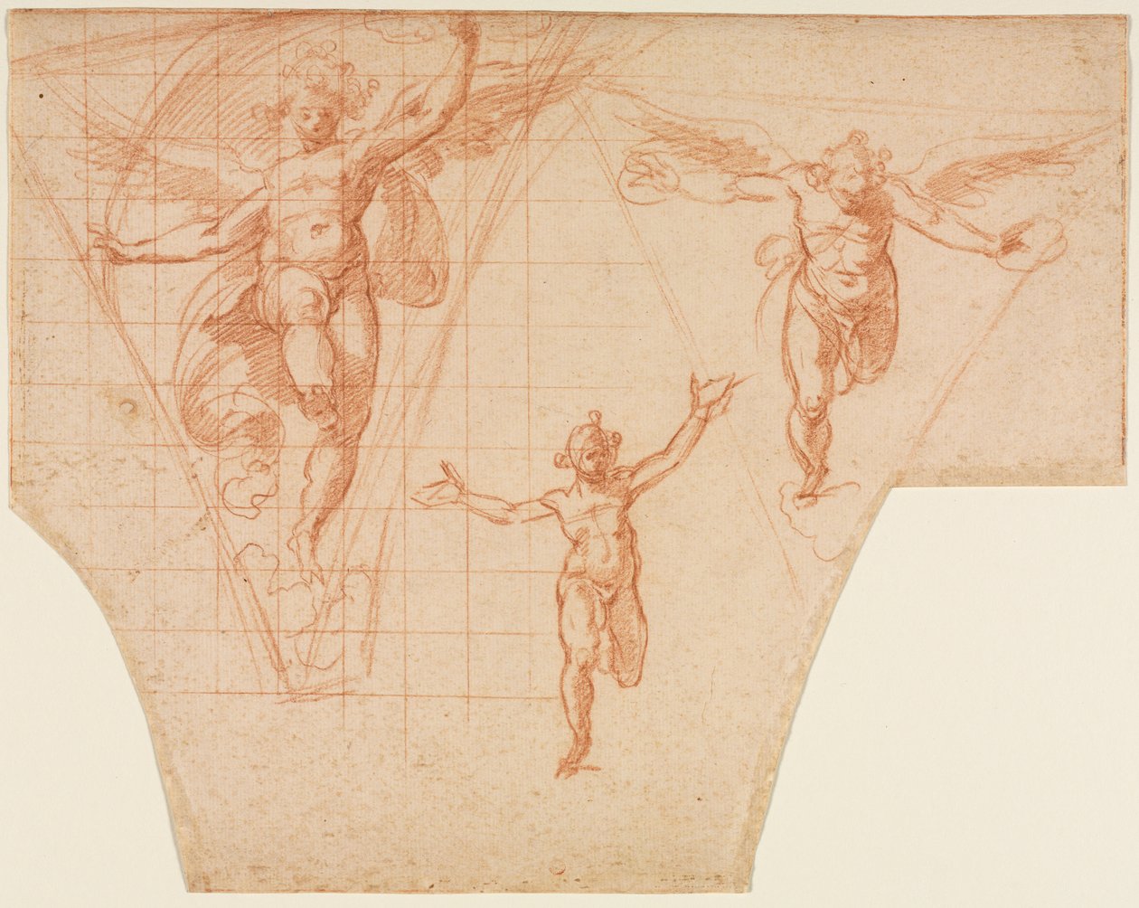 Three Studies of Angels for a Pendentive recto, Studies for Christ Meeting His Motherverso, 159 af Cristoforo Roncalli