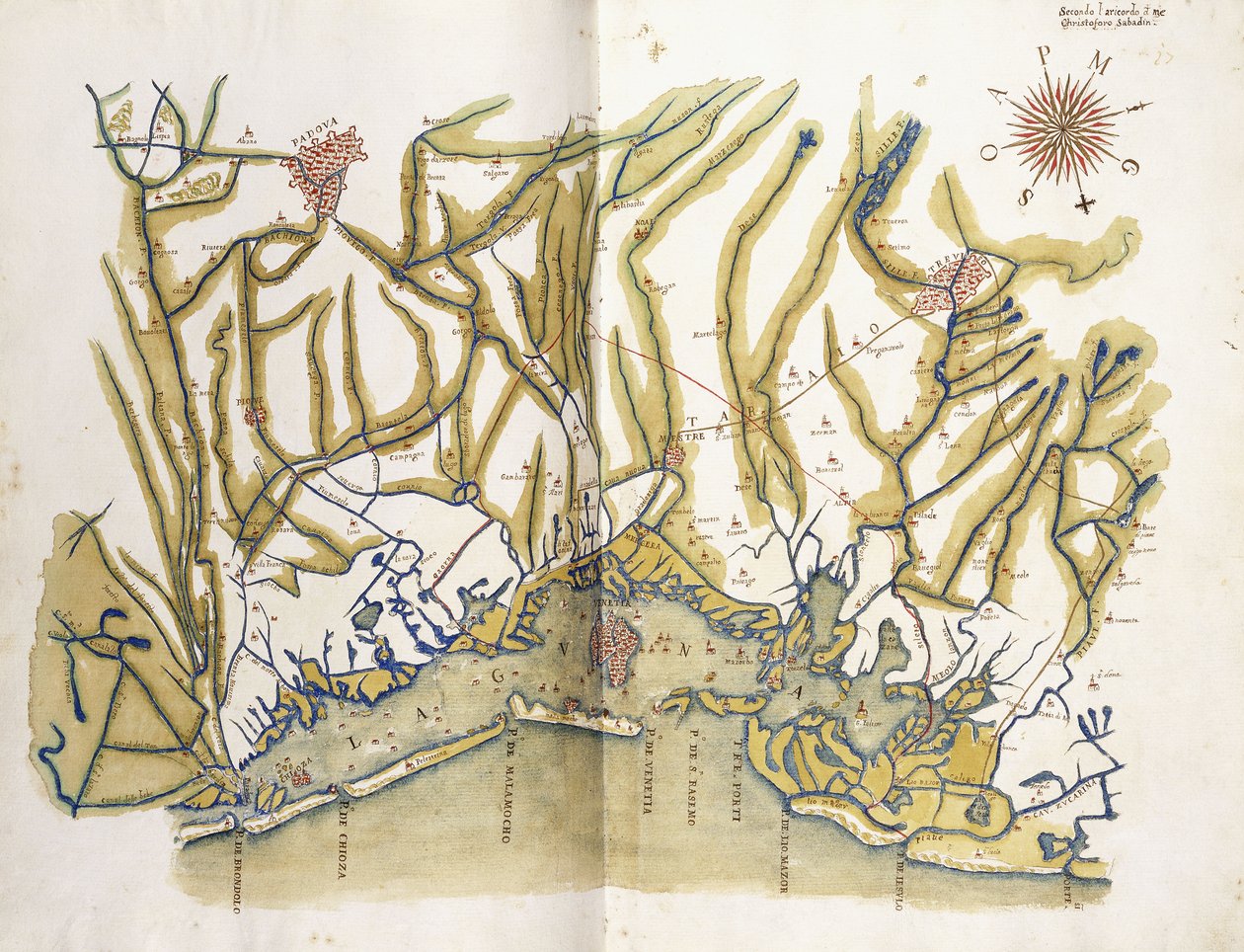 Farvede kort over Venedig og dets region, ca. 1610 af Cristoforo Sabbadino