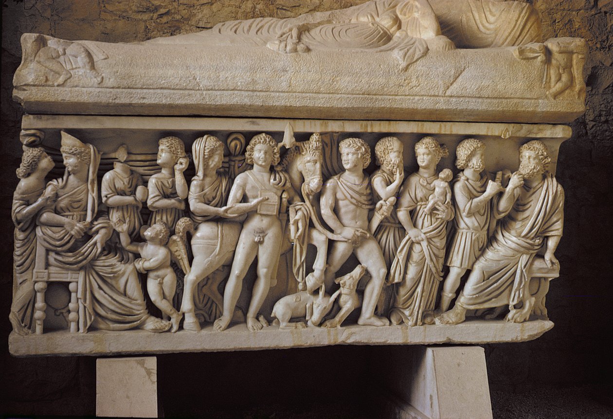 Hippolytus og Phaedra, detalje fra siden af en sarkofag af Croatian School