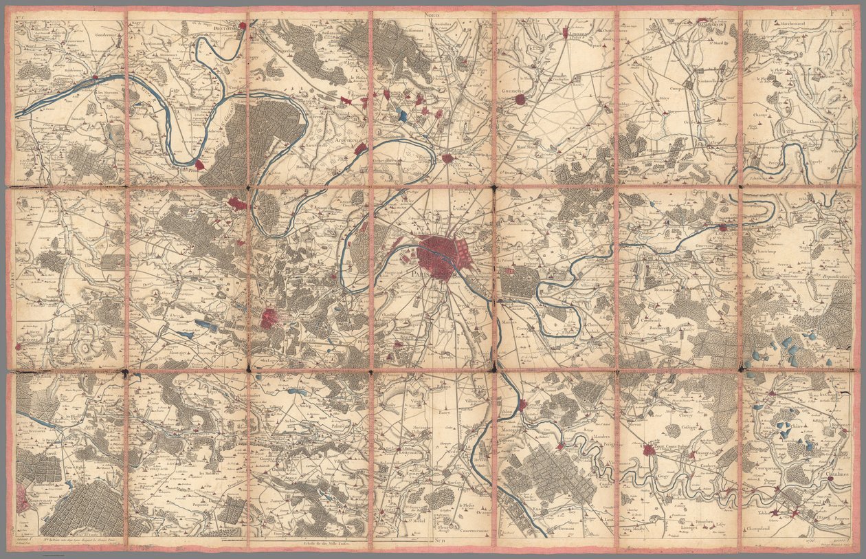 Geometrisk kort over Frankrig, af Cassini, Paris (0134002) af Cesar Francois Cassini de Thury