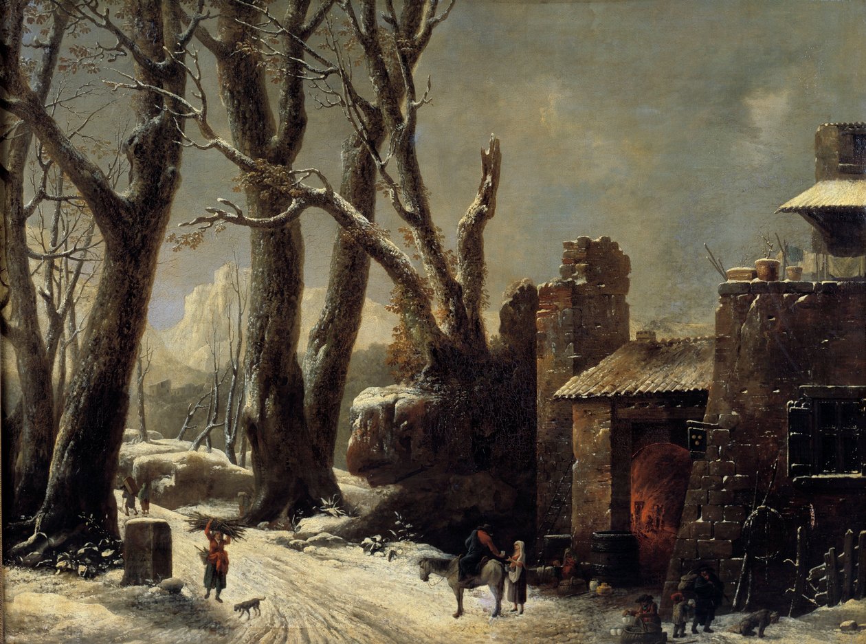 En første sne i Piemonte-maleriet af Cesar Van Loo (1743-1821) af César van Loo