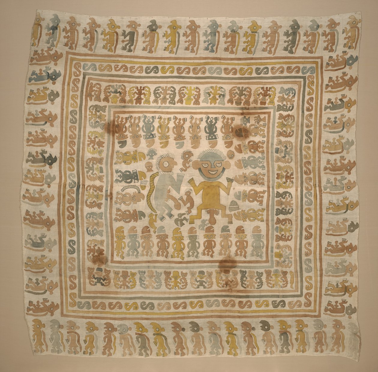 Panel fra "fange" tekstilet, ca.1300-1470 (bomuld og farvestoffer) af Culture Chimu