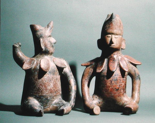 To statuetter fra Colima, Mexico, 300 f.Kr. - 500 e.Kr. (keramik) af Culture Colima