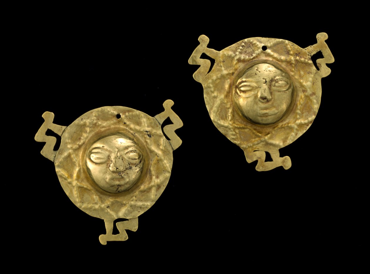 Par ørepynt, 600-1600 e.Kr. (guld) af Culture Nariño