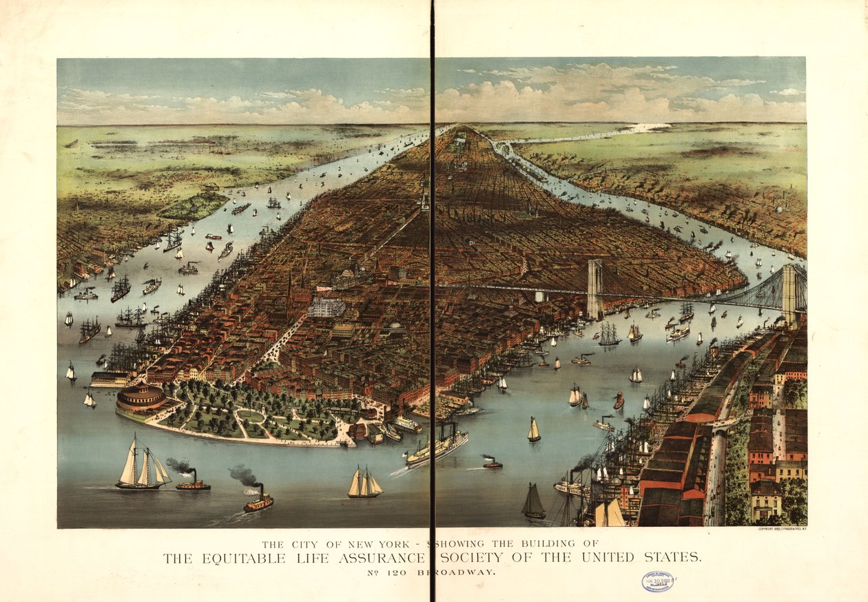 Byen New York. af Currier and Ives Equitable Life Assurance Society Of The United States