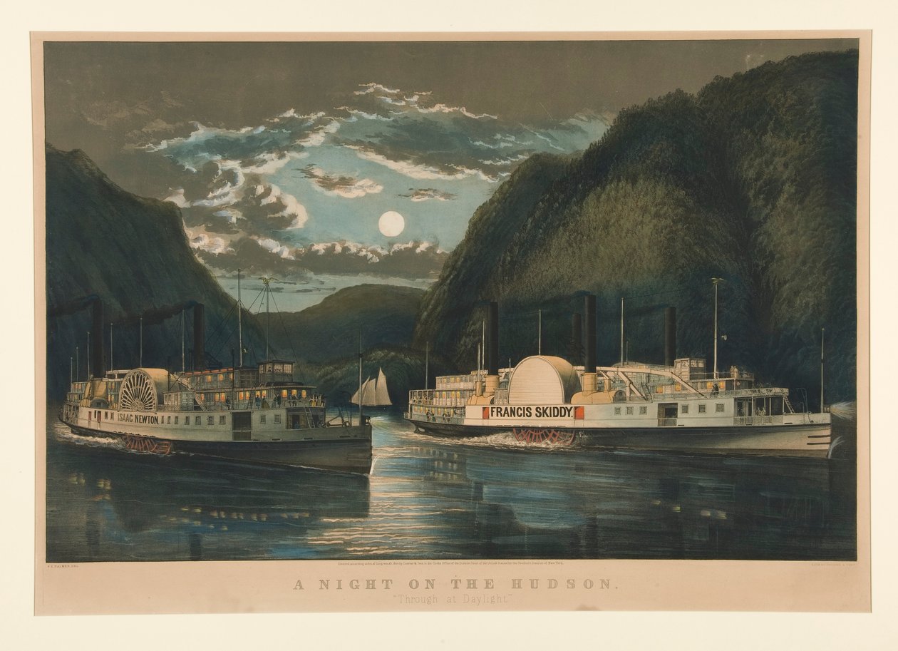 En nat på Hudson af Currier and Ives