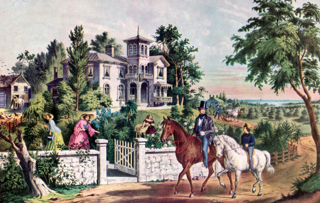 American Country Life, maj morgen, 1855. af Currier and Ives