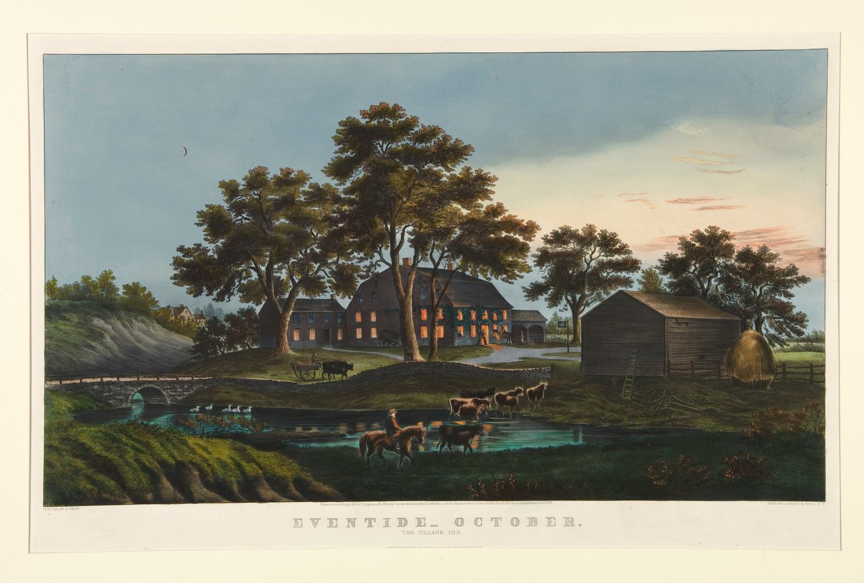 Eventide - oktober/ The Village Inn af Currier and Ives