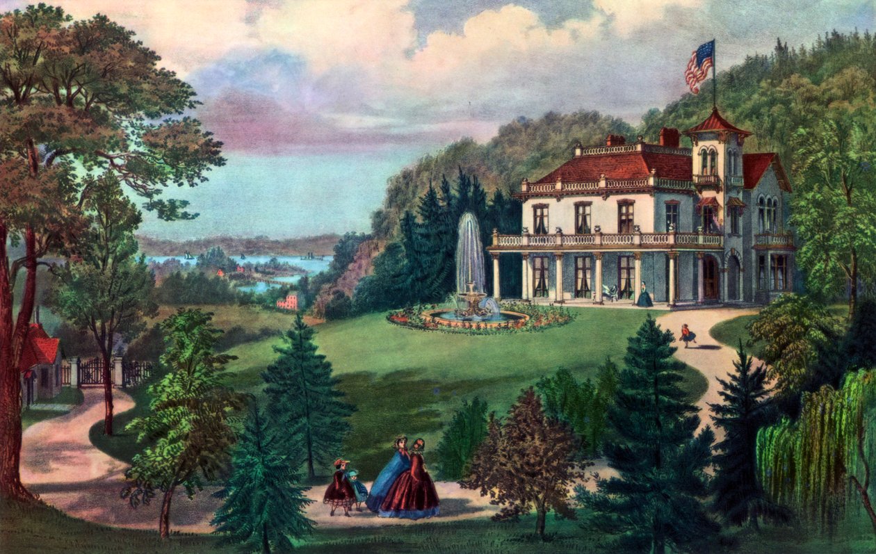 Livet på landet, aften, 1862. af Currier and Ives