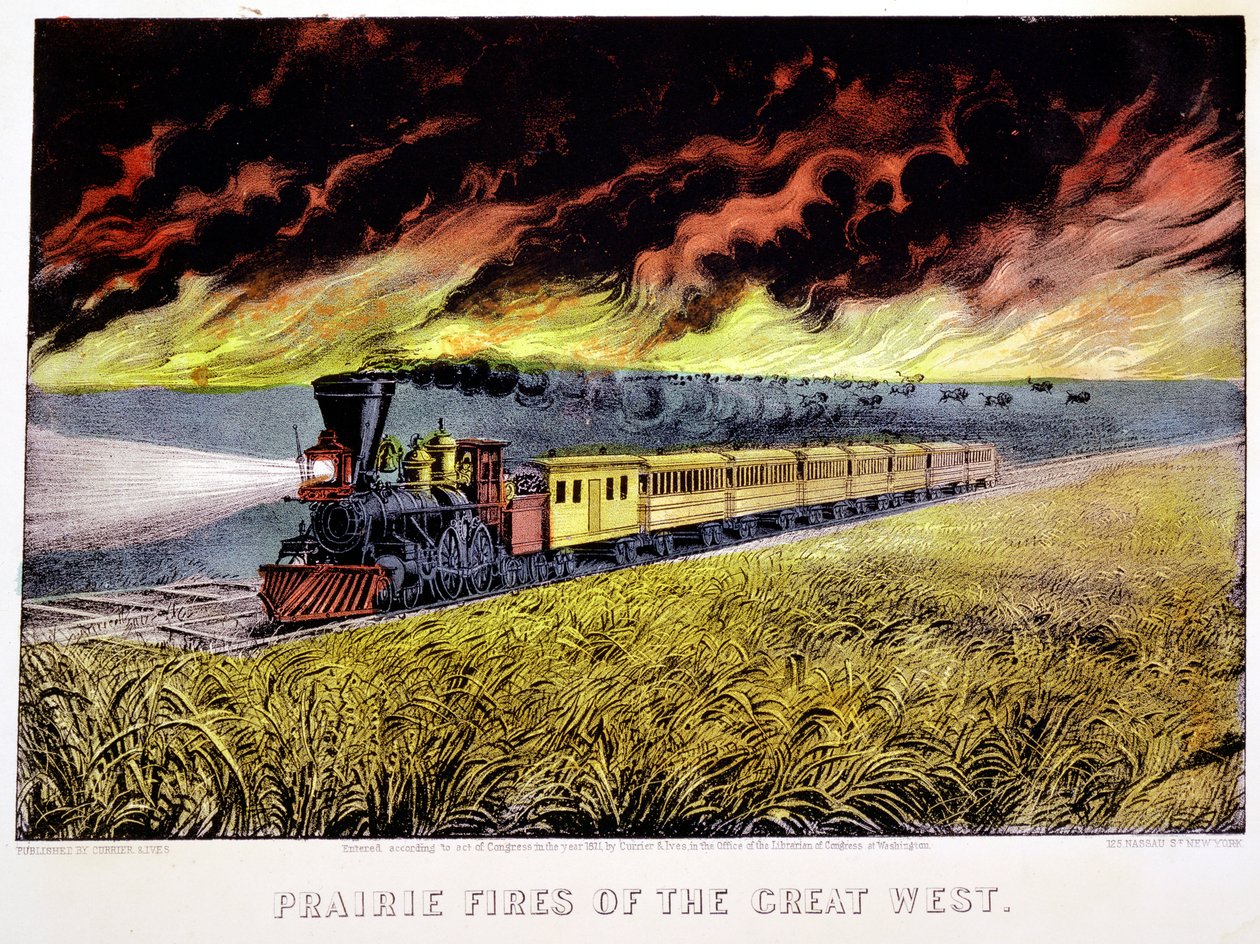 Prairie Fires of the Great West, USA, 1871 af Currier and Ives