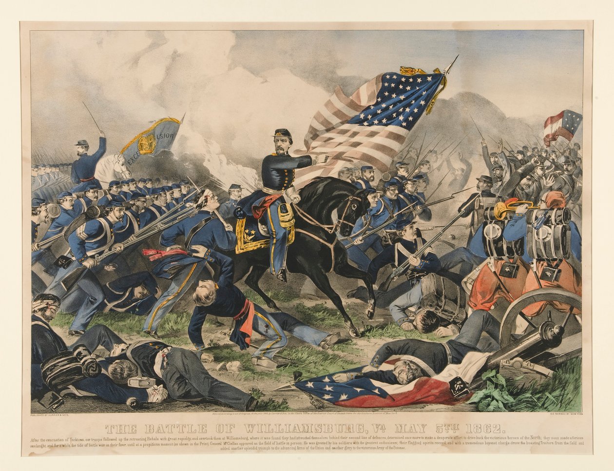 Slaget ved Williamsburg, Va. 5. maj 1862 af Currier and Ives