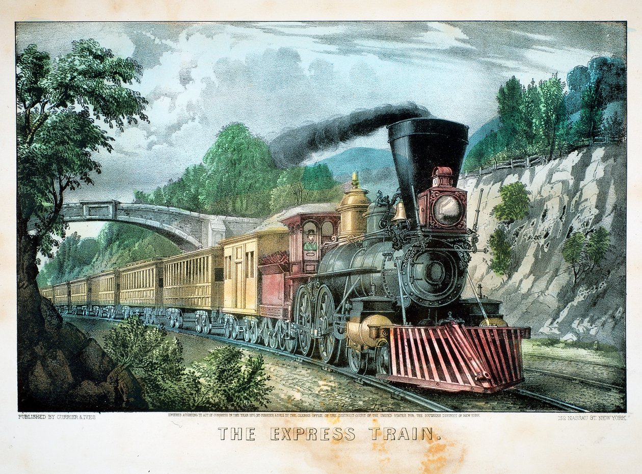 Eksprestoget, USA, 1870 af Currier and Ives