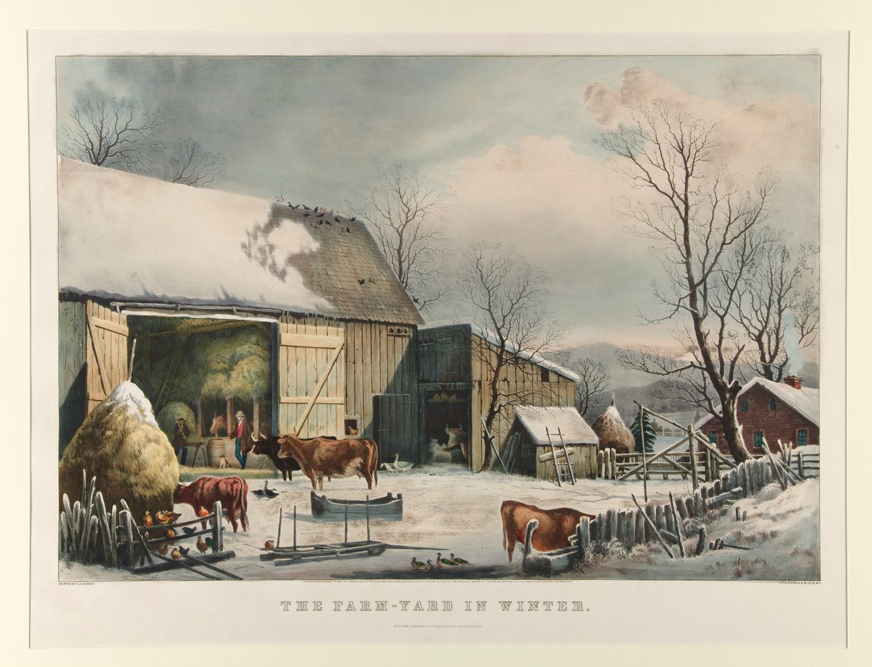 Gården om vinteren af Currier and Ives