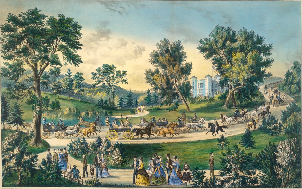 The Grand Drive, Central Park N.Y. af Currier and Ives