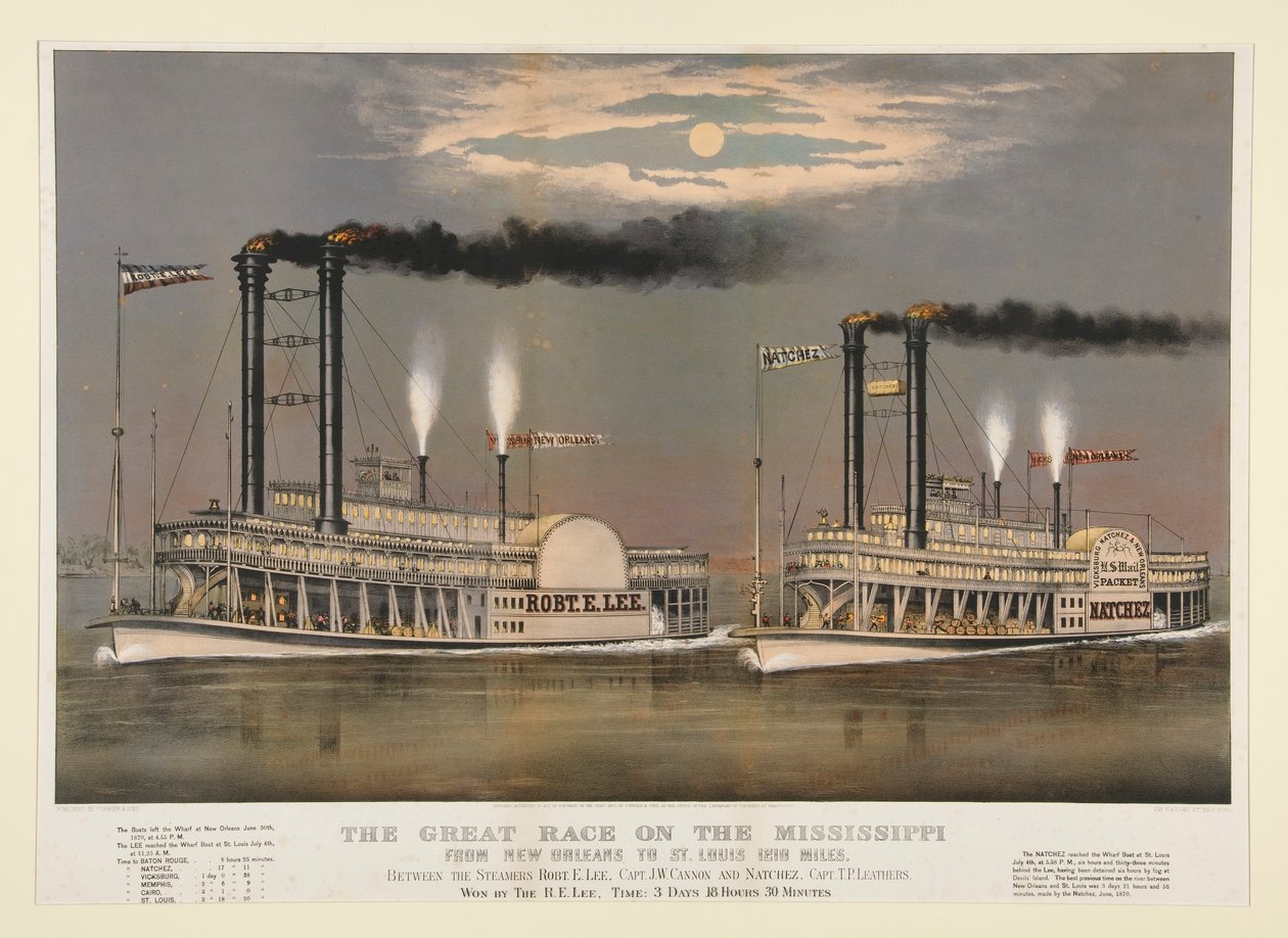 The Great Race på Mississippi/fra New Orleans til St. Louis 1210 Miles af Currier and Ives