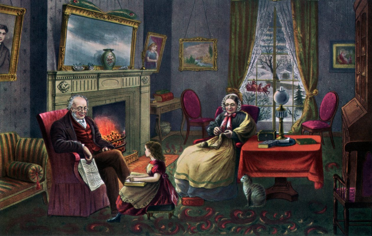 Hviletiden, Alderdom, 1868. af Currier and Ives