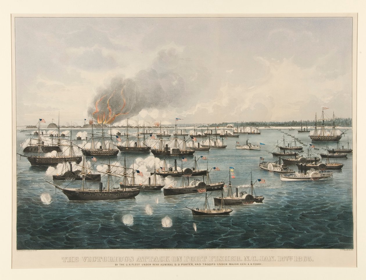 Det sejrrige angreb på Fort Fisher, N.C af Currier and Ives