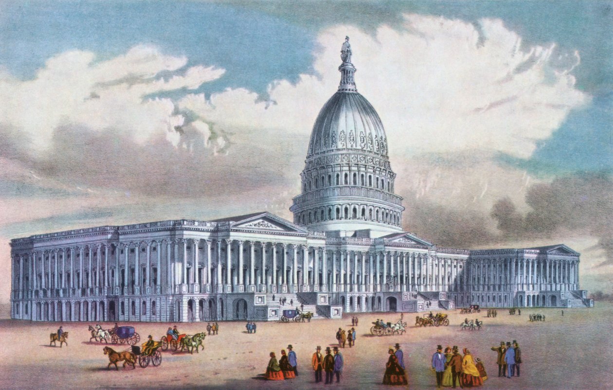 Washington, United States Capitol, 1800-tallet. af Currier and Ives