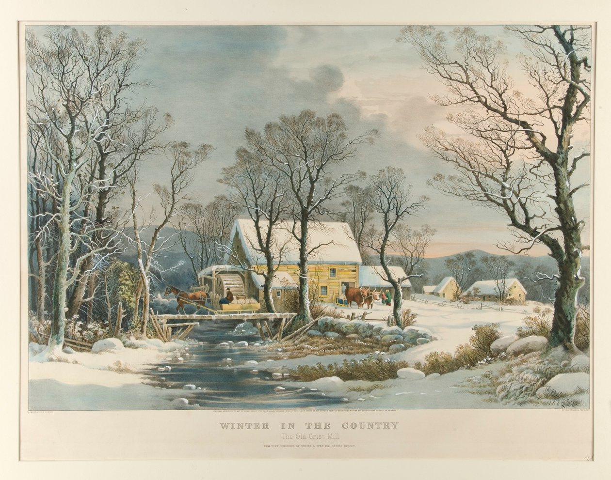 Vinter på landet, Den gamle Kornmølle af Currier and Ives