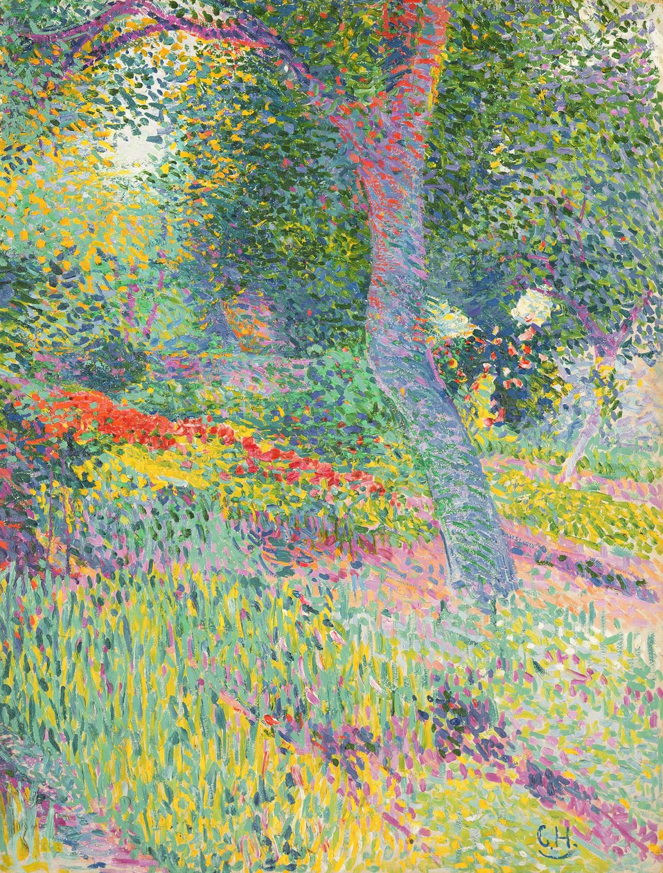 I haven ved Pretzfeld Slot, ca. 1903 (olie på kort) af Curt Herrmann