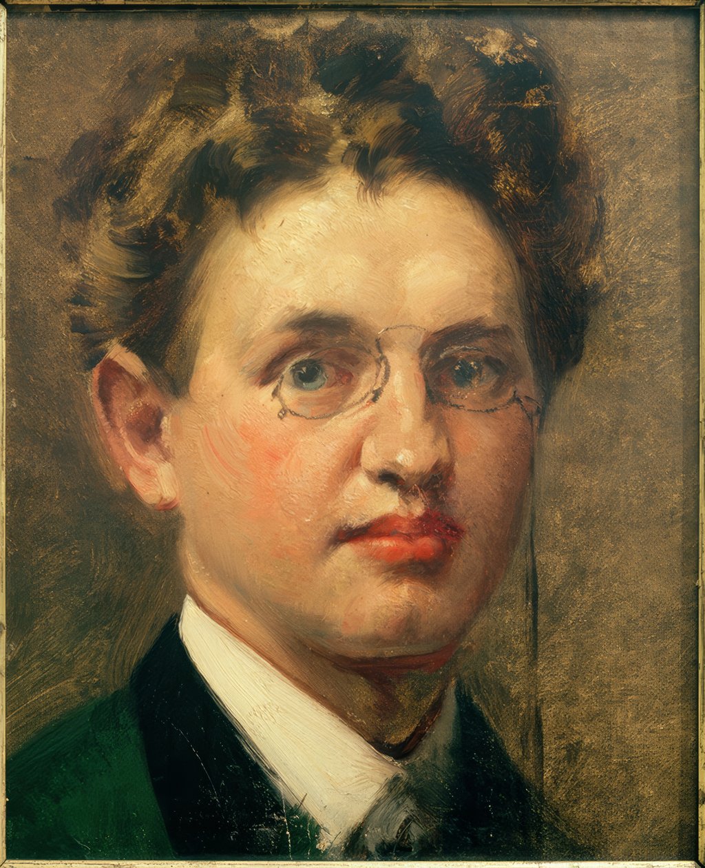 Selvportræt, en face, med pince-nez af Curt Herrmann
