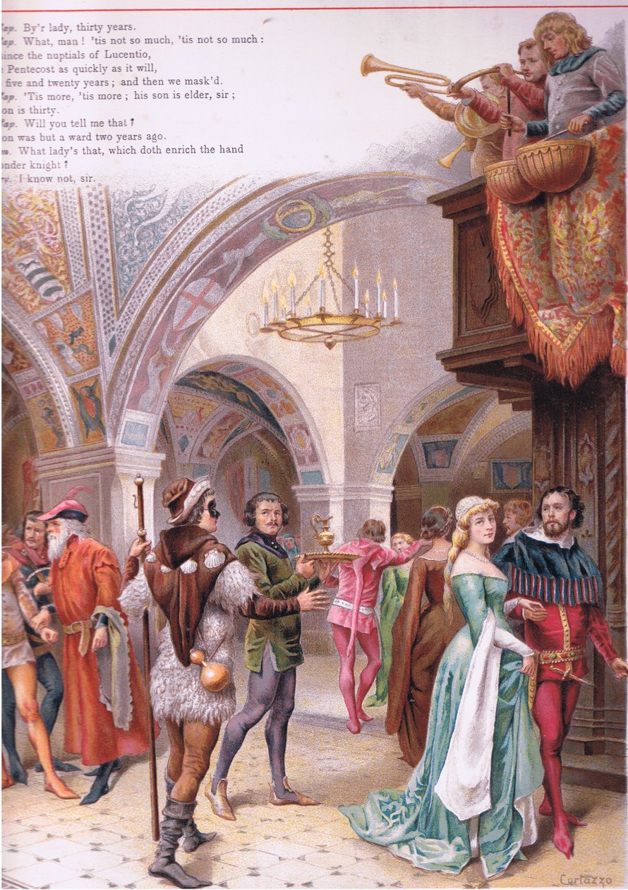 Herrer, velkommen., illustration fra Romeo og Julie, af Curtazzo Curtazzo