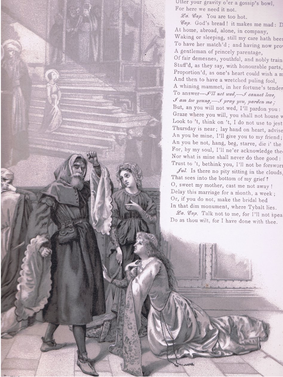 Juliet: "Er der ingen skam at sidde i skyerne?", illustration fra Romeo og Julie