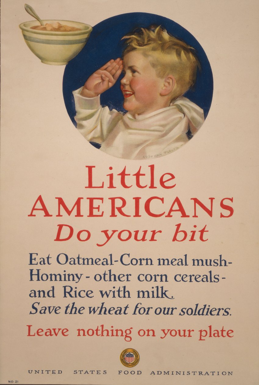 Små amerikanere, gør din del. Gem hveden til vores soldater - Efterlad intet på din tallerken af Cushman Parker