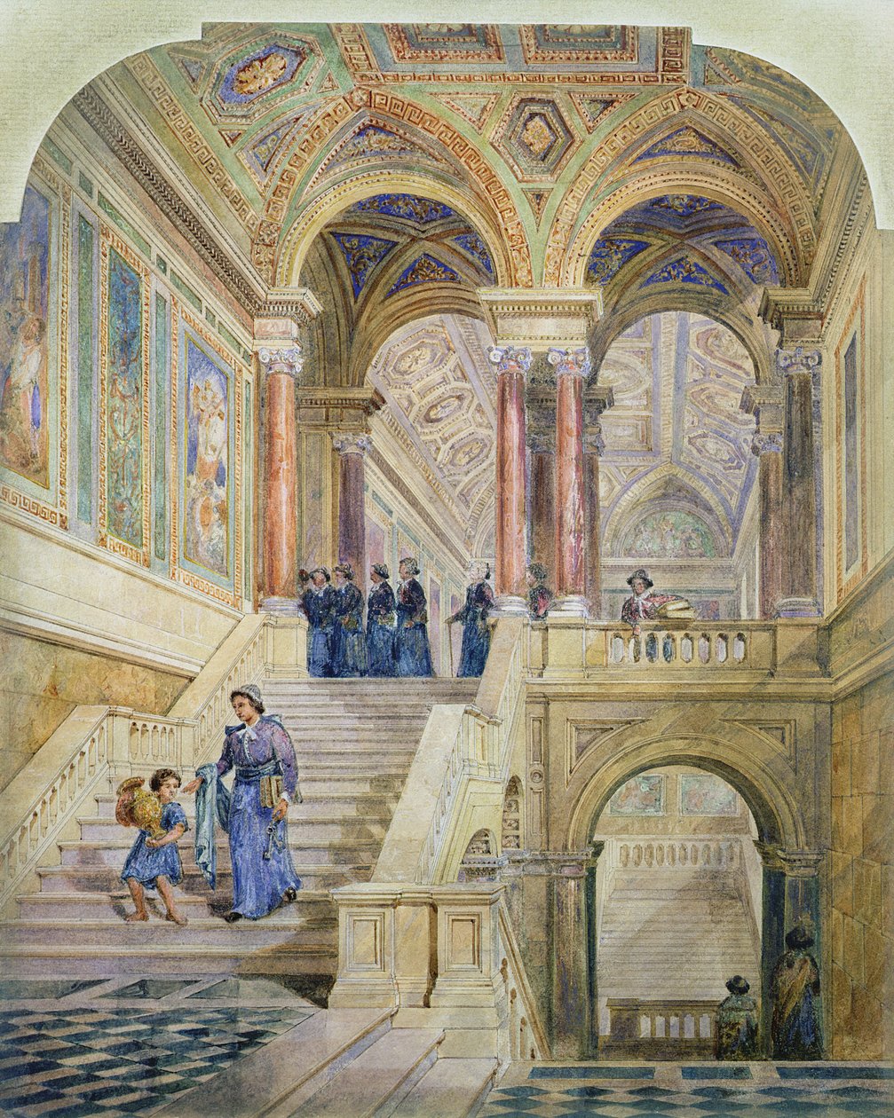 Design til trappen til Leeds Rådhus, 1853-58 af Cuthbert Brodrick