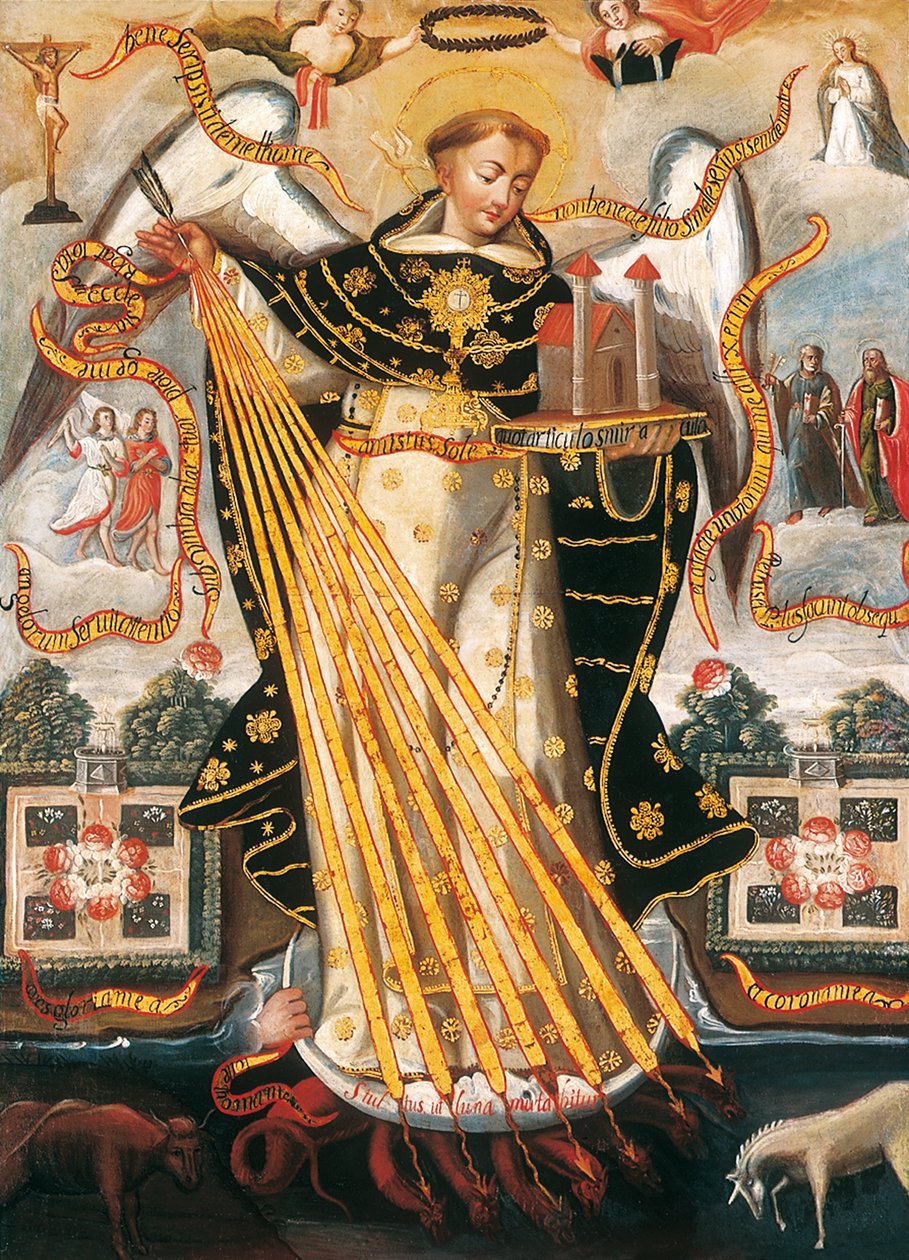 Sankt Thomas af Aquinas, beskytter af universitetet i Cusco af Cuzco School
