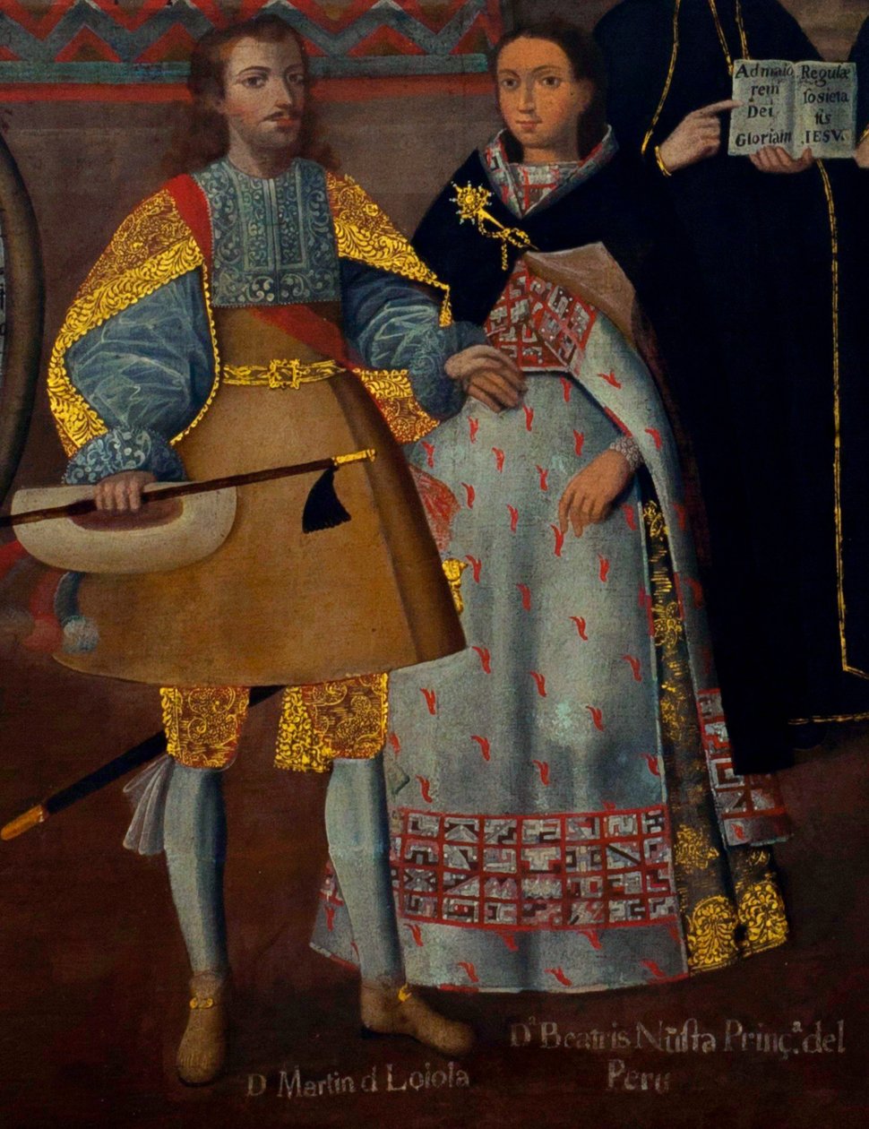 Martín de Loyolas ægteskab med Doña Beatriz Ñusta og Don Juan Borjas ægteskab med Lorenza Ñusta (Loyola og Coya). af Cuzco School