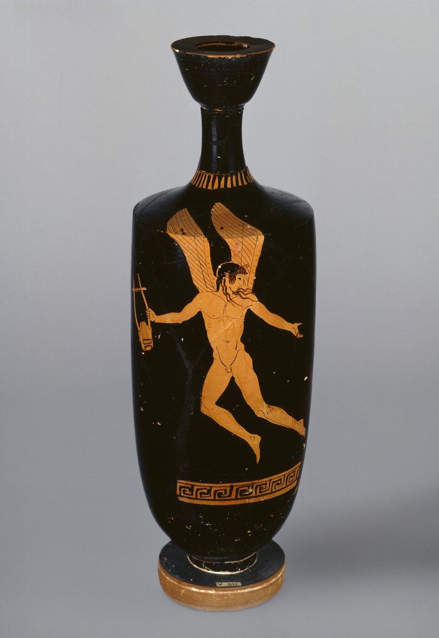 Attic rød-figur lekythos viser Eros, ca. 480 f.Kr. (keramik) af Cypriot