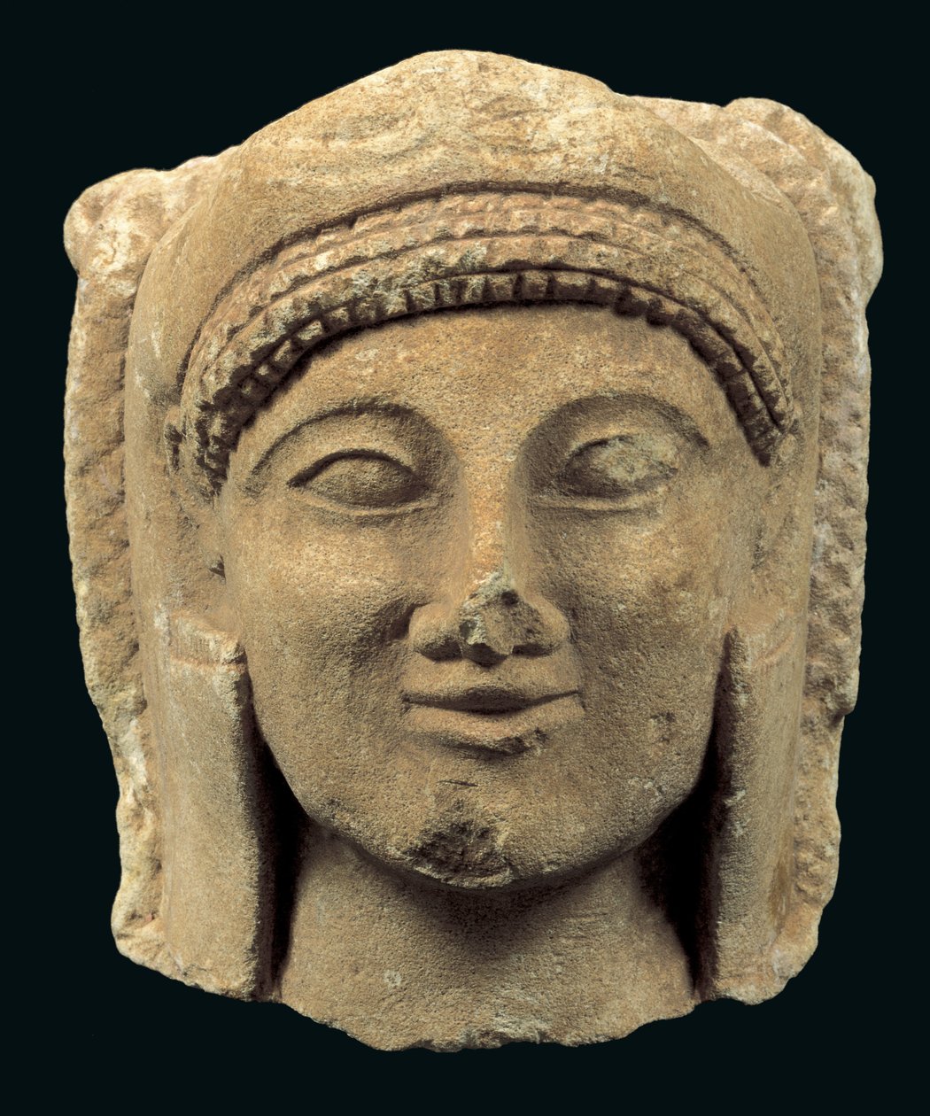 Hoved fra en statue af Herakles, fra Cypern, Cypro-Archaic II Periode (kalksten) af Cypriot