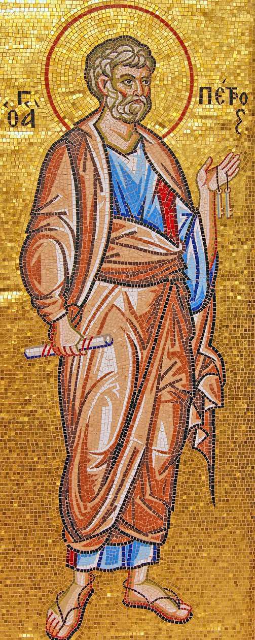 Sankt Peter holder nøglerne til himlen, Kykkos-klosteret, Troodos-bjergene, Cypern (mosaik) af Cypriot