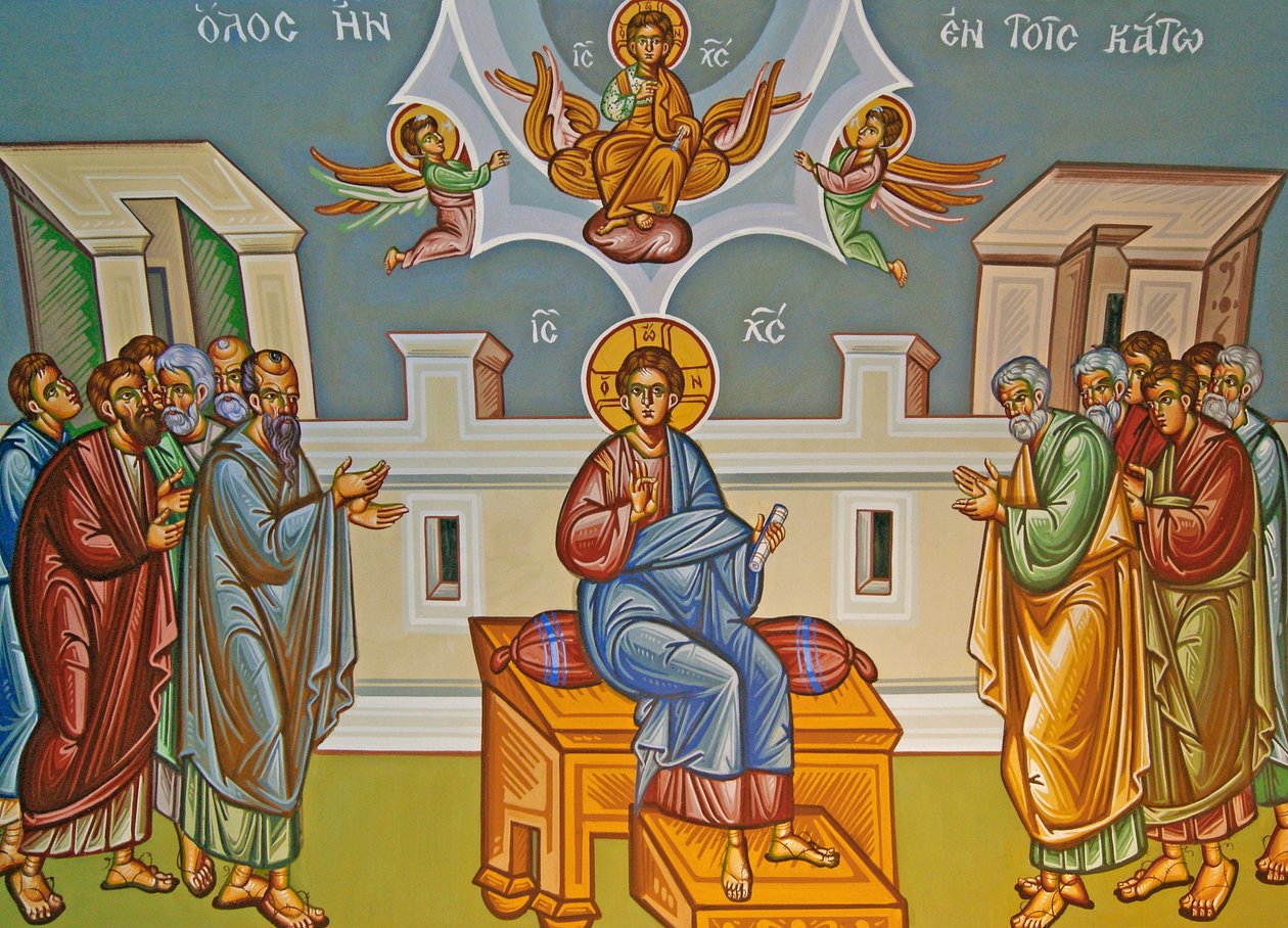 Siddende Kristus, Kykkos Kloster Vægmaleri, Cypern af Cypriot