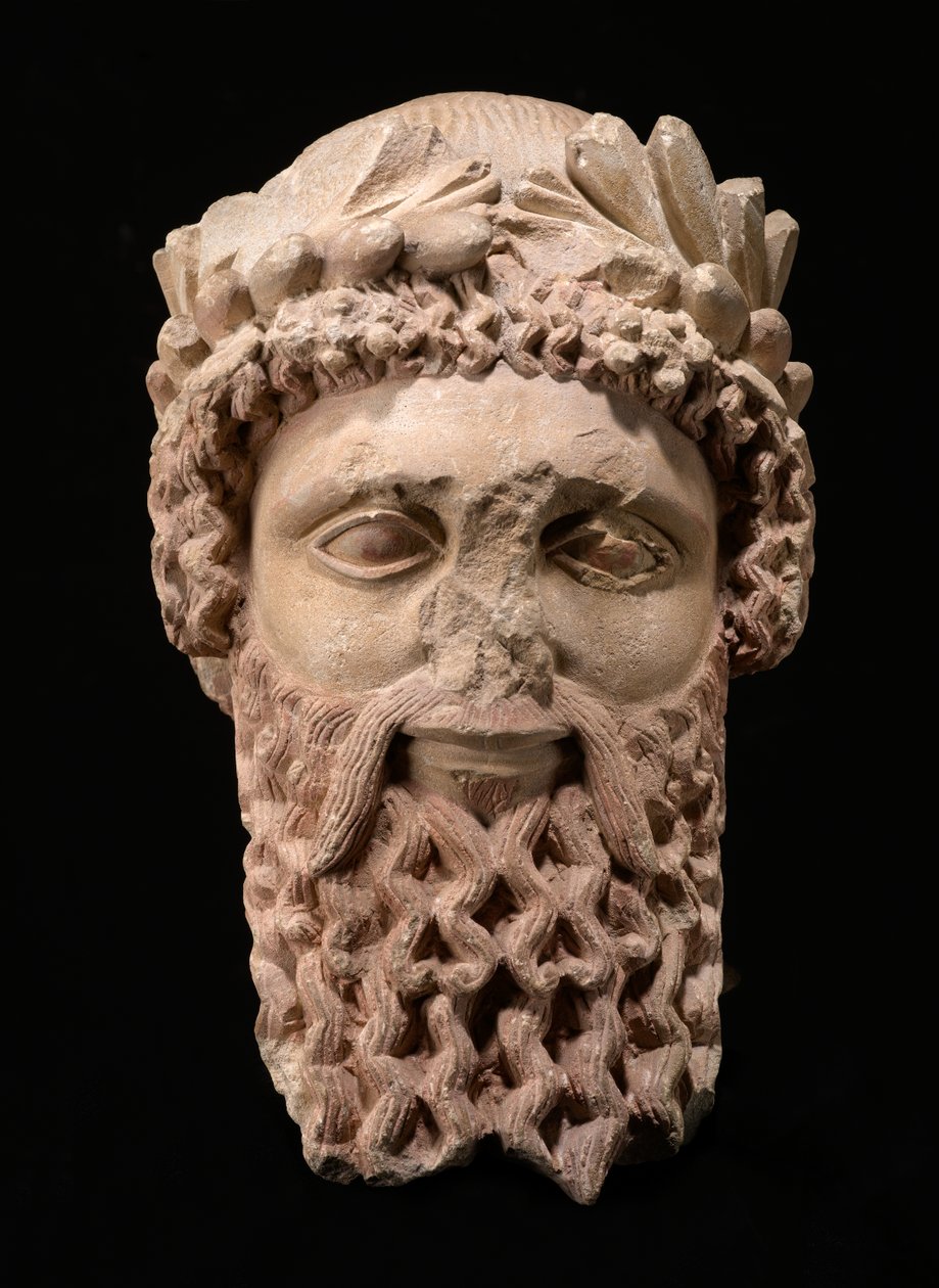 Hoved af en gud eller præst, ca. 450-425 f.Kr. (kalksten med spor af pigment) af Cypriot School