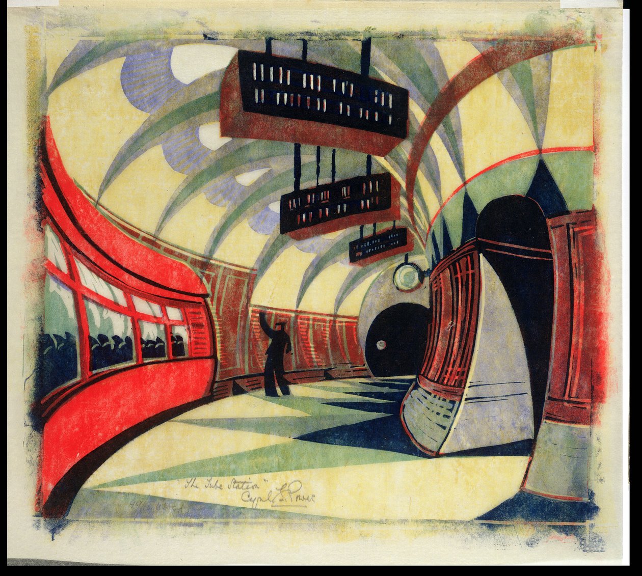 The Tube Train, ca. 1932 (linocut) (se også 246012) af Cyril Edward Power