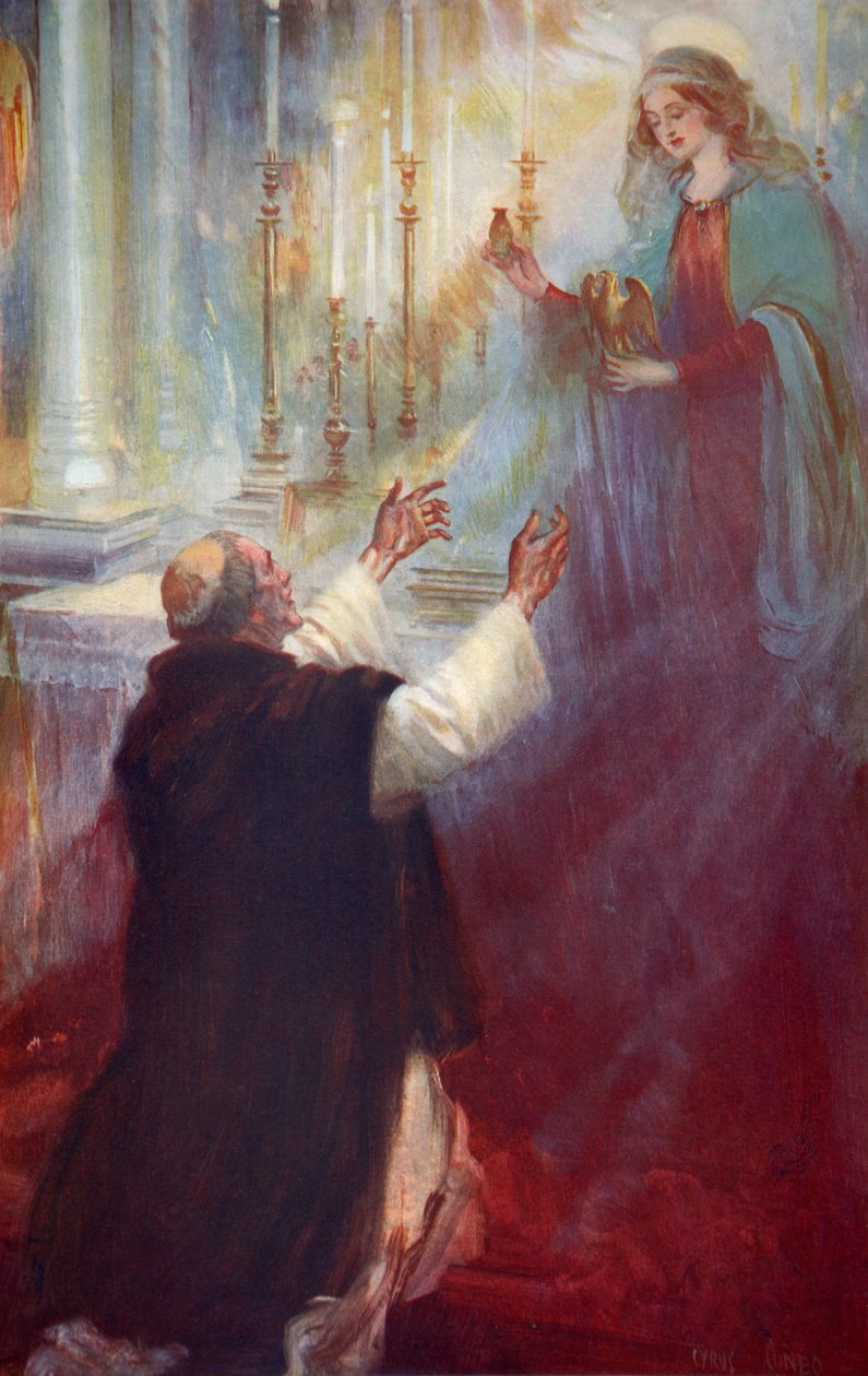 Legenden om kroningsolien og ampullen: jomfruen, der viste sig for Thomas a Becket af Cyrus (after) Cuneo