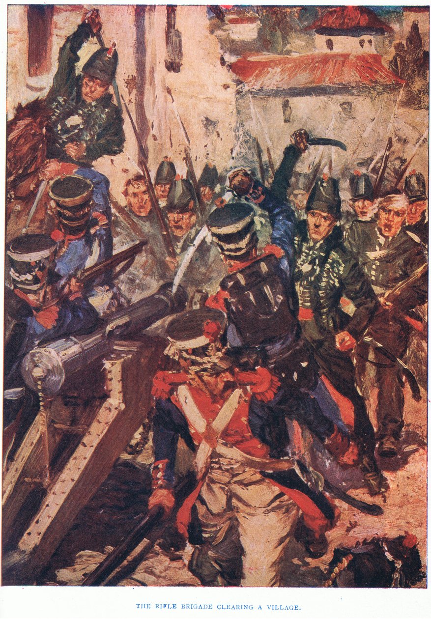 Riflebrigaden rydder en landsby, 1915 af Cyrus Cuneo