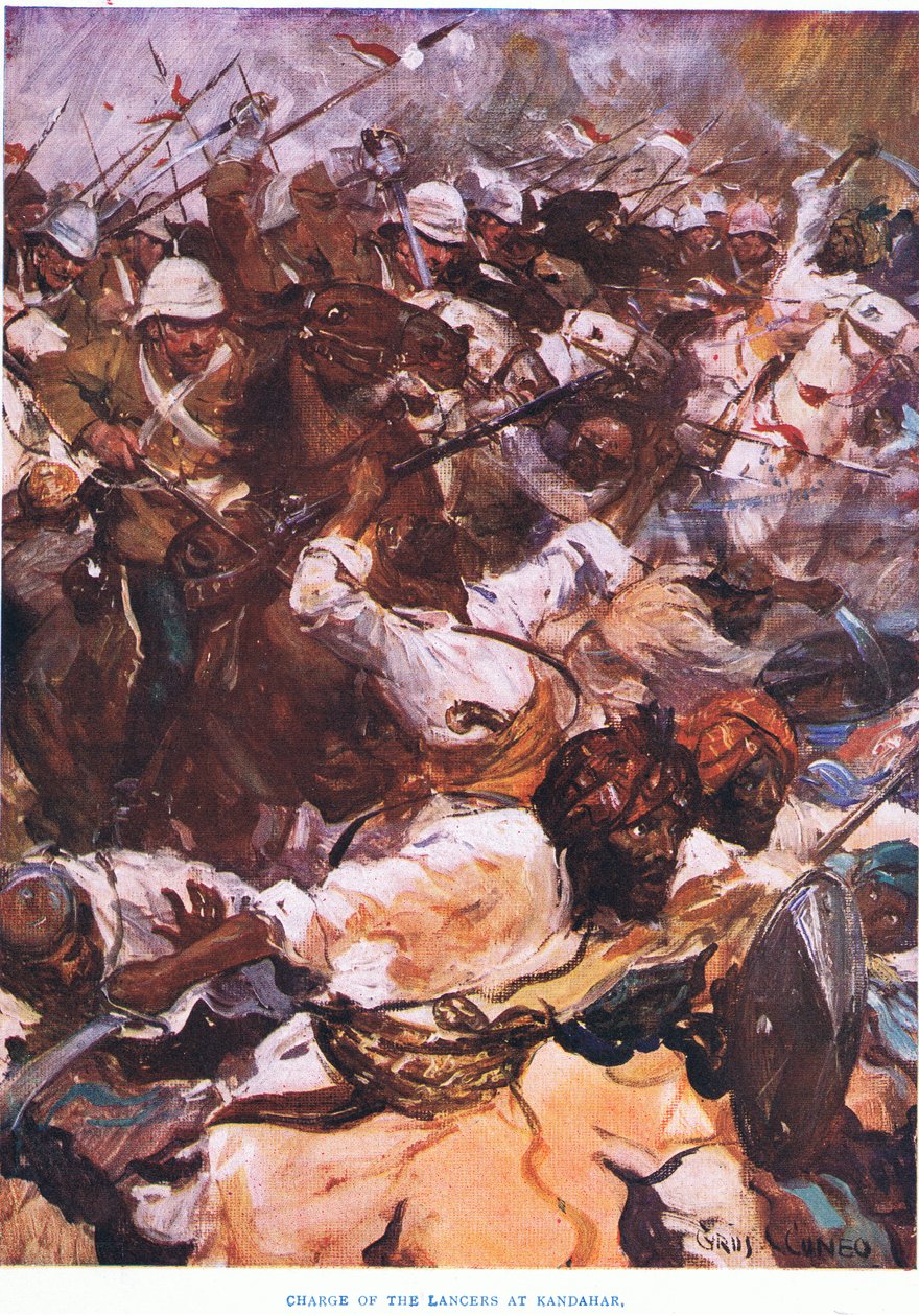 Anklagen mod Lancers i Kandahar, 1915 af Cyrus Cuneo