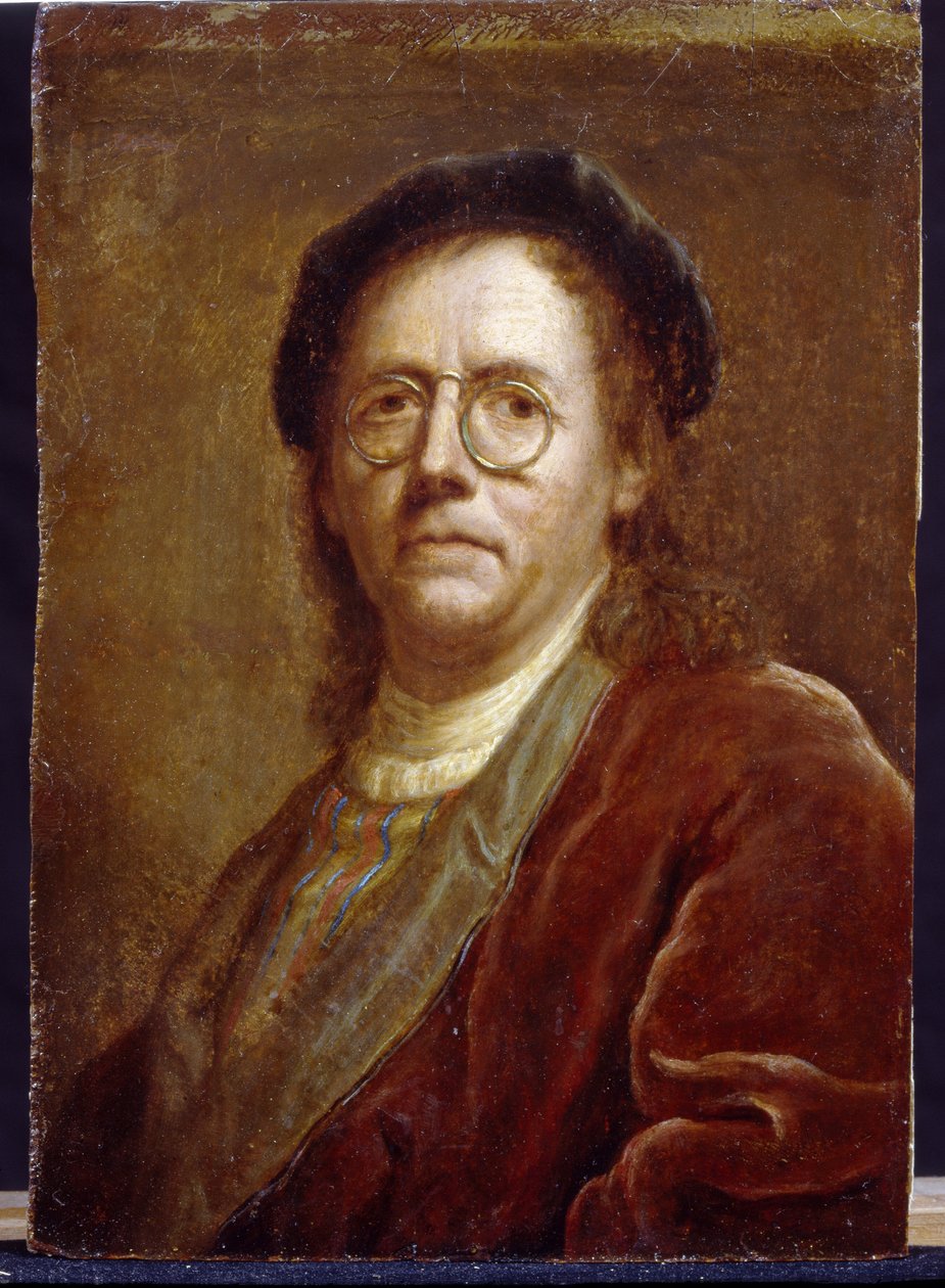 Selvportræt. Værk af Jan (Jean) Kupecky (Kupetzki)(1667-1740), olie på pap. Tjekkisk kunst af Czech School