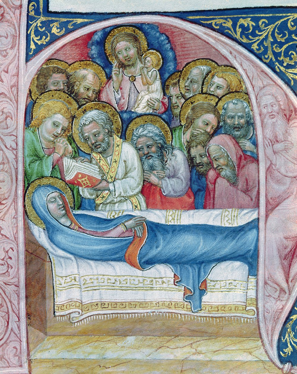 Ms XIII A 12 Jomfruens begravelse, fra Liber Viaticus af Jean de Stredy, efter 1360 af Czech School