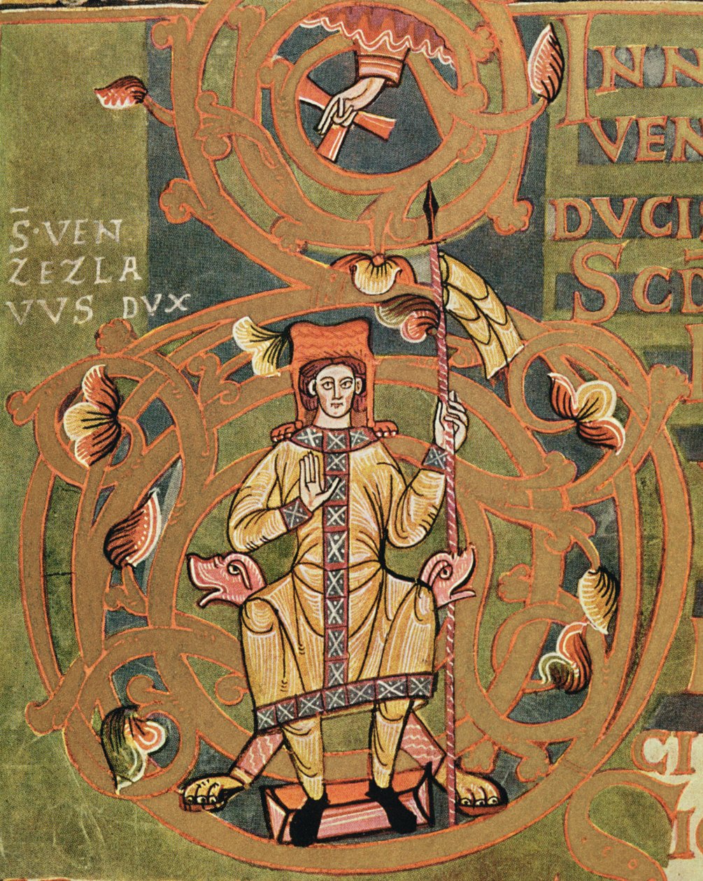 Ms XIV A 13-1 St. Wenceslaus (907-929) fra Vysehrad Codex, ca. 1085 af Czech School