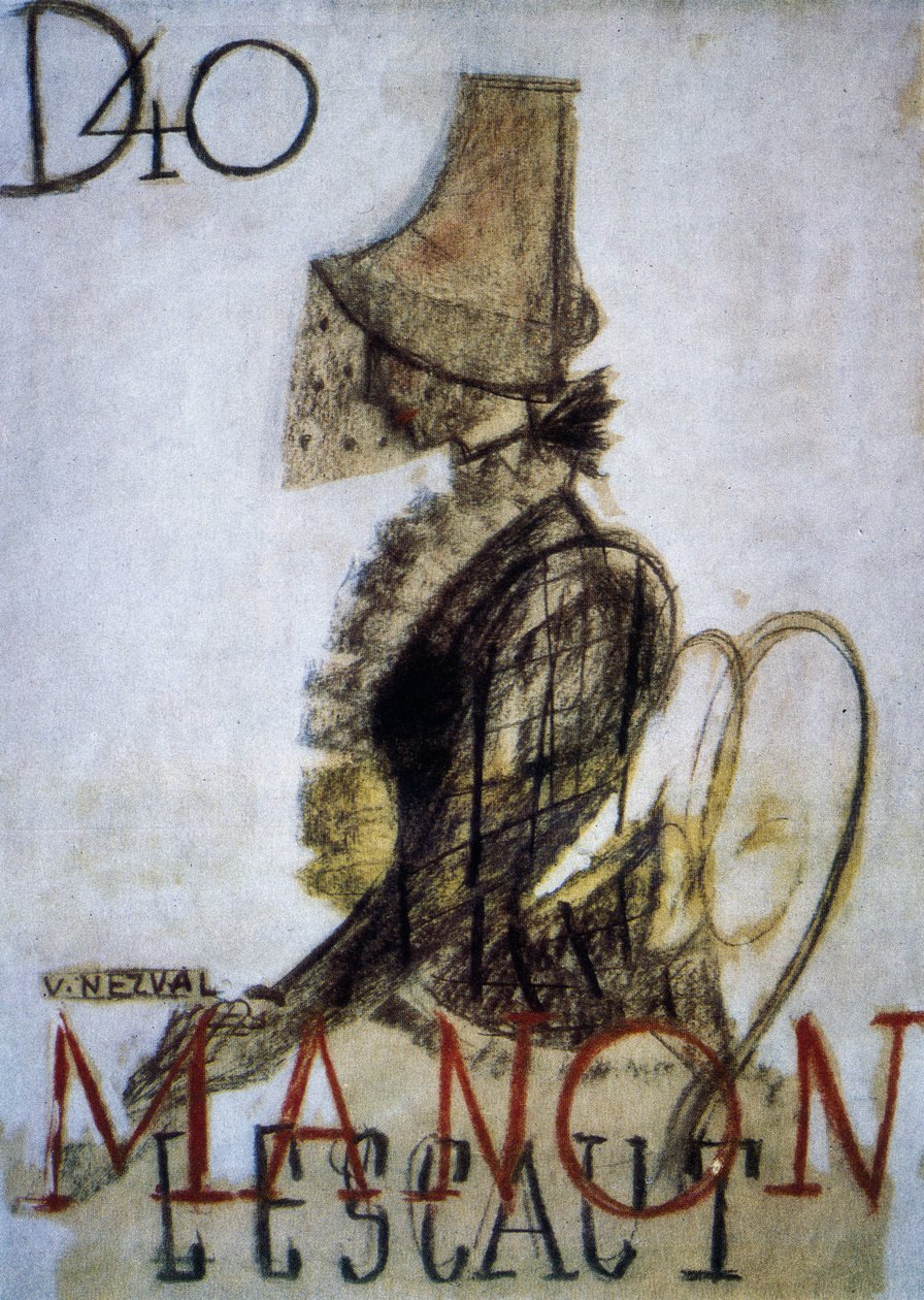 Plakat for premieren på operaen Manon Lescaut af Czech School