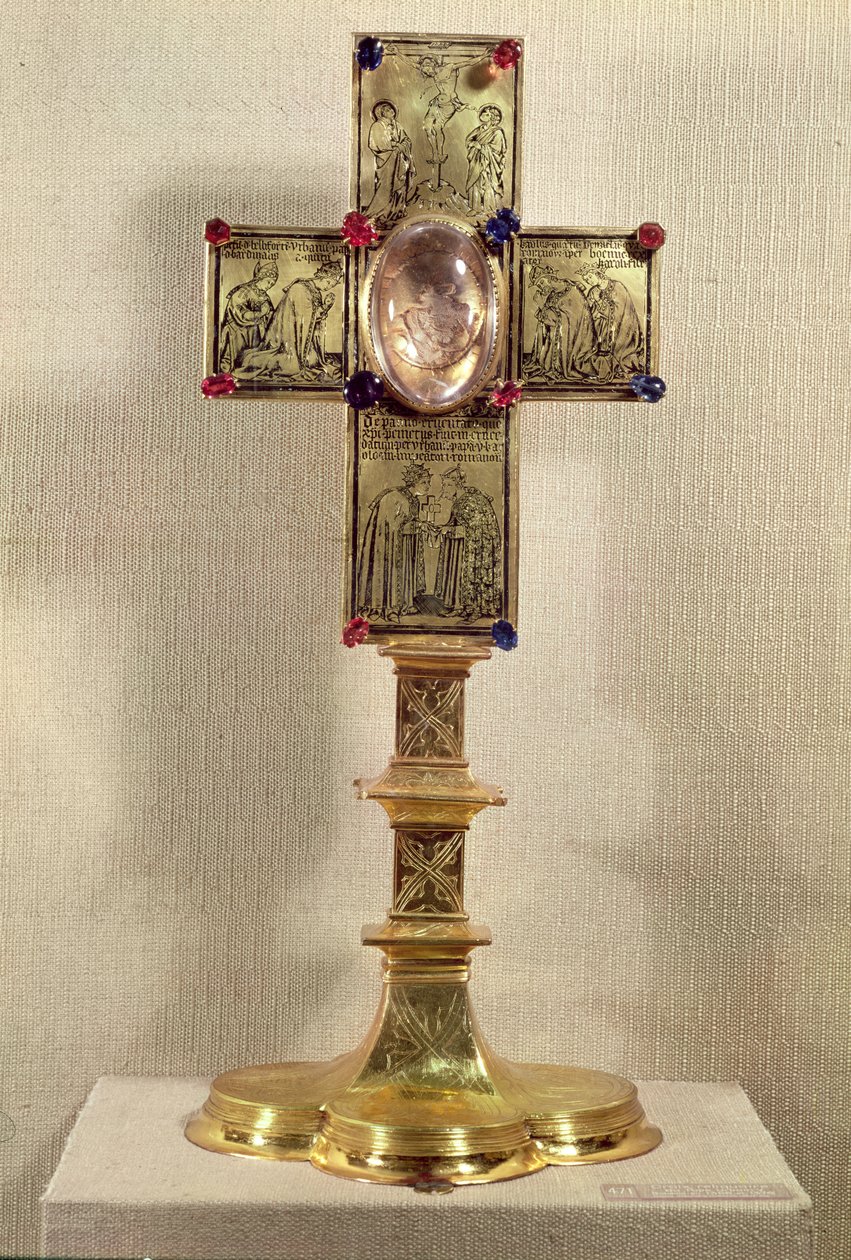 Relikviekors af pave Urban V (1310-70) 1368-78 (guld, krystal og ædelstene) af Czech School