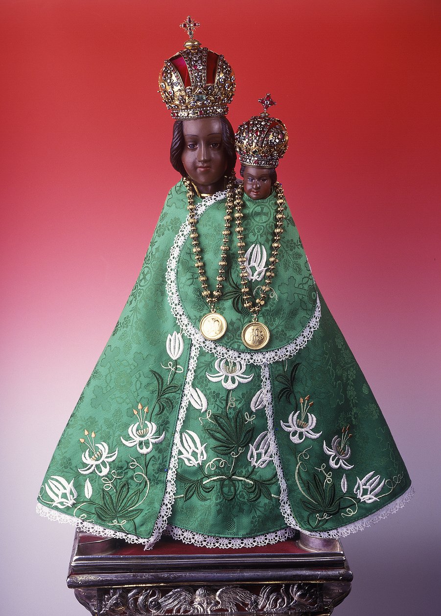 Statuette af Jomfru Maria af Svatá Hora (træ, metal og stof) af Czech School