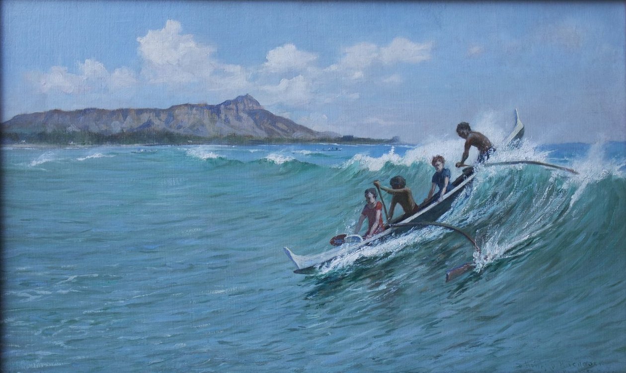 Kanosurfing, Waikiki af D. Howard Hitchcock