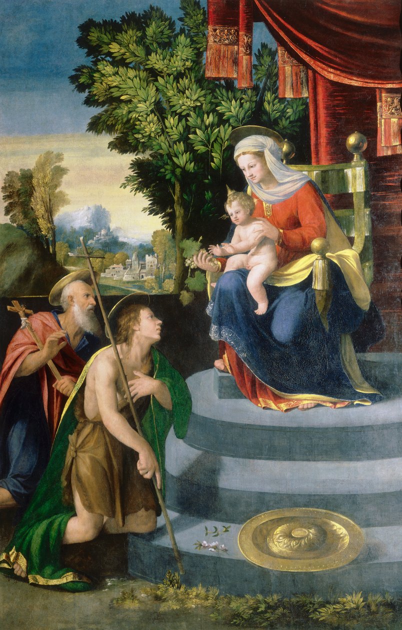 Tronerende madonna og helgener af D. and Garofalo Dossi