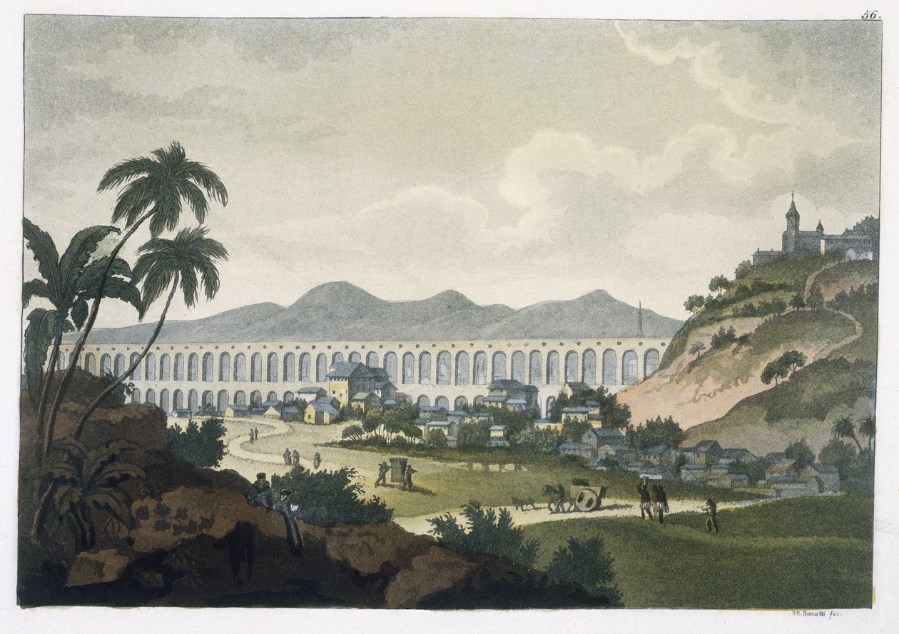 Akvædukten i Rio de Janeiro (farvestik) af D.K. Bonatti