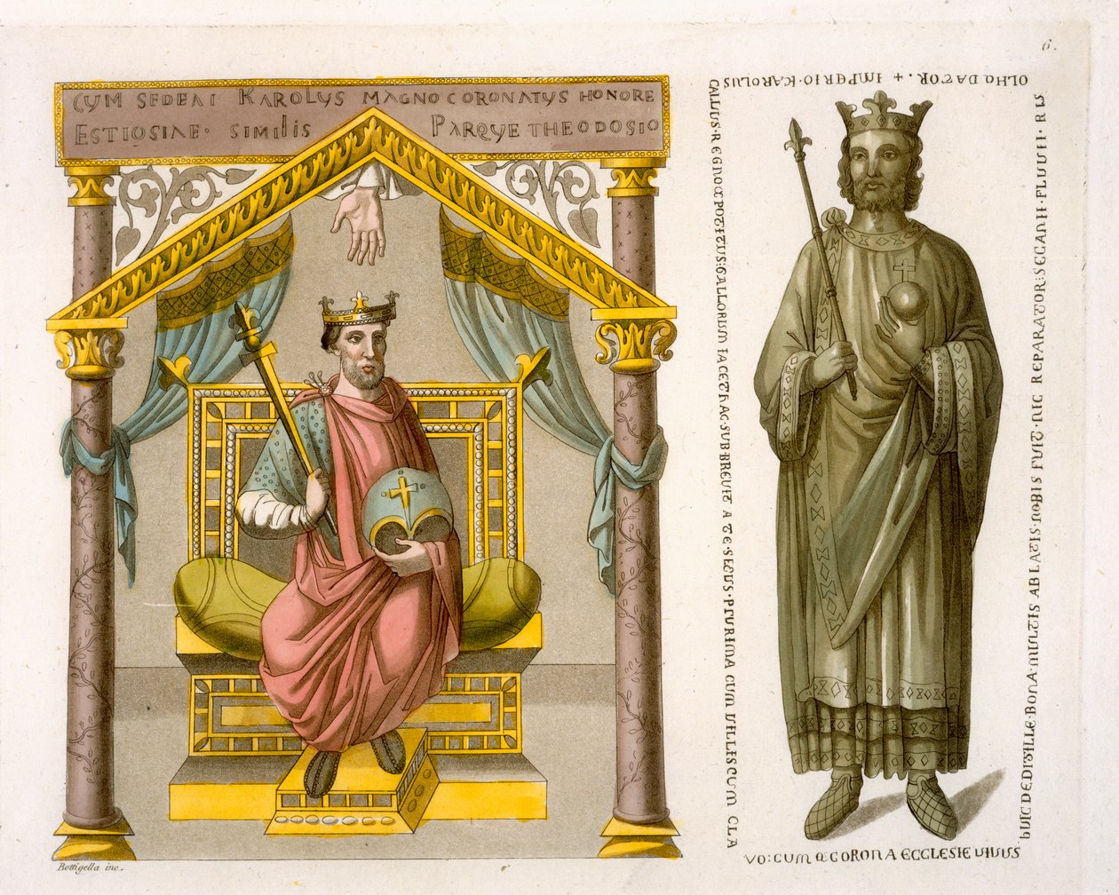 HRE Charles II (den skaldede) på tronen, efter et manuskript i Colberg Library, plade 6 fra 